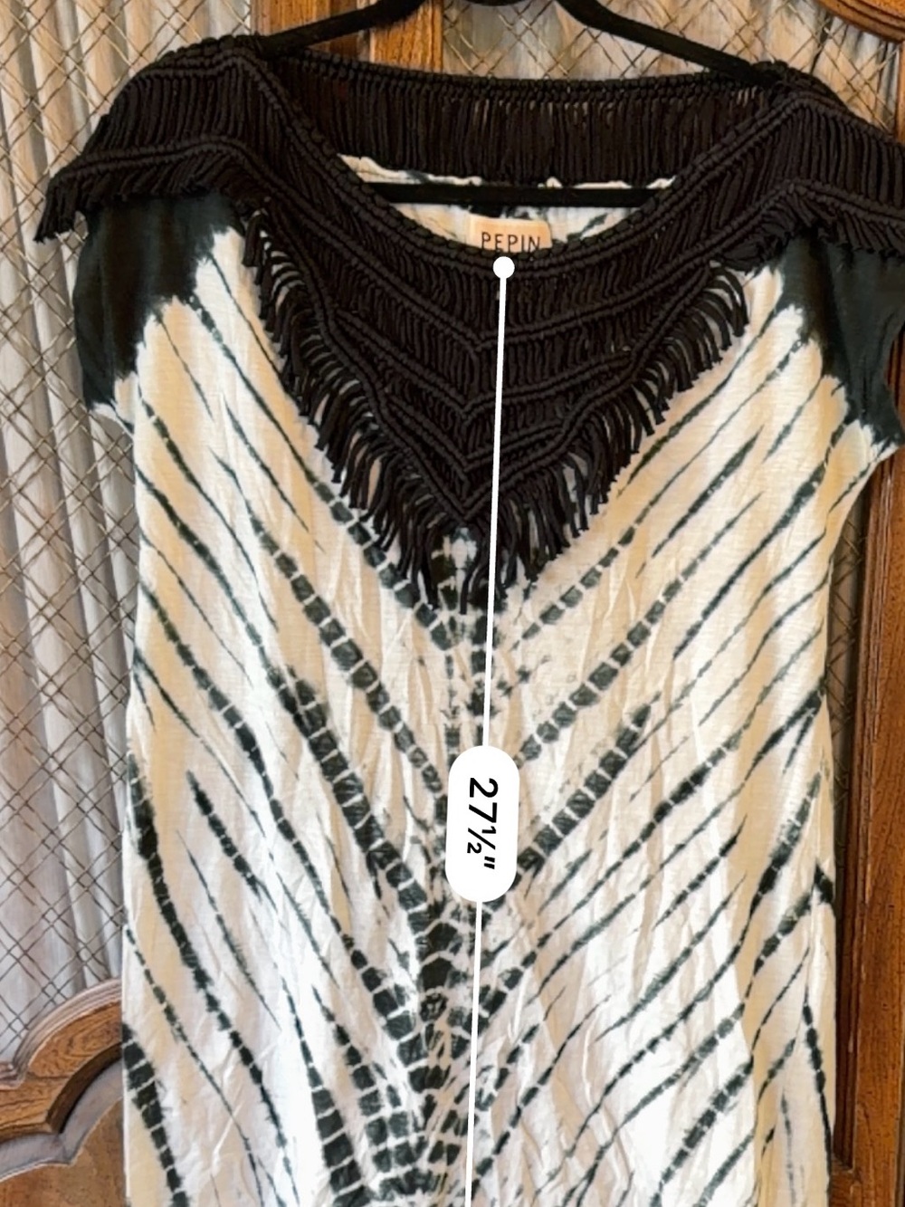 Pepin Tie Dye Macramé Fringe Tunic Top SIZE MEDIUM - Picture 7 of 7